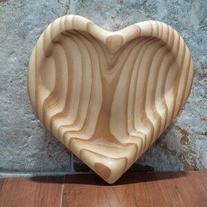 Wooden Heart Bowl Tray Plate